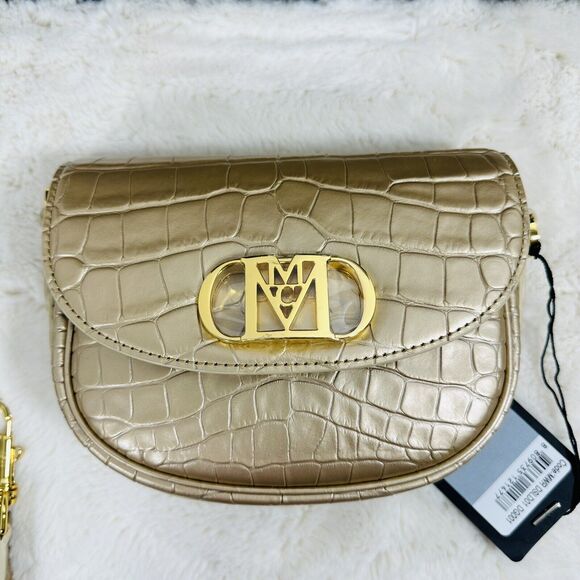 MCM Mode Travia Crossbody Bag Gold Croco Embossed with 24K Gold Plated Logo NWT - Picture 6 of 13